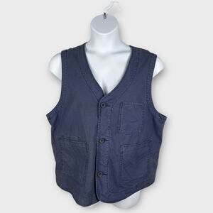 Merona Blue Utility Vest Women’s Size XL Many Pockets Cotton minimalist boho